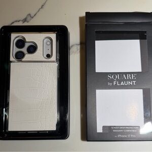 Flaunt Square White Crocodile Pattern iPhone 17 Pro Case